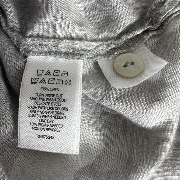 C&C California Beachy Grey Camo 100% Linen Hooded Tunic Plus Sz. 1X Button Back - Picture 9 of 10